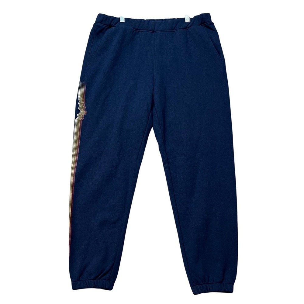 Patagonia Ridge Rise Stripe Uprisal Sweatpants Women Medium Navy Blue Jogger NEW
